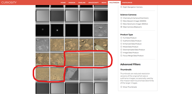 Screenshot showing the images selected.